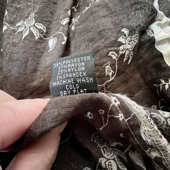 Lapis Strapless Dress Beige & Brown Floral Pattern One Size Fairy Boho Ethereal - Picture 9 of 10